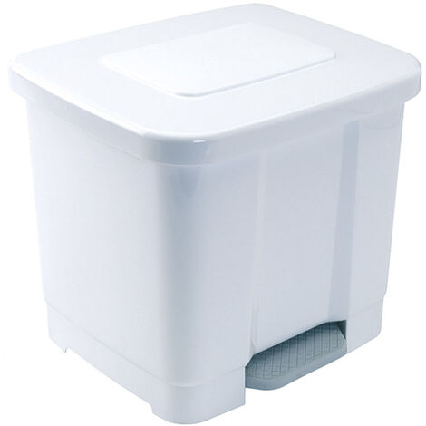 Cubo basura reciclaje plastico apertura pedal 35 Litros Blanco