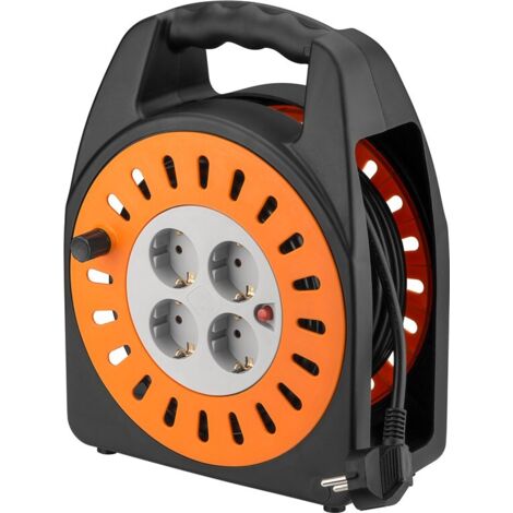 Alargadera electrica 4 tomas schuko 25 M Naranja (1/5)