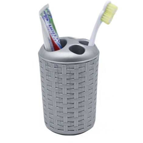 Portacepillos baño Rattan 300 ml Gris (1/4)