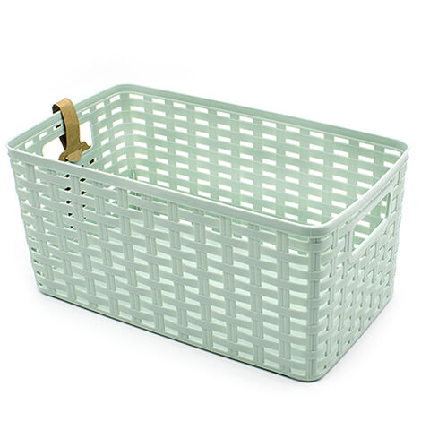 Cesta de almacenamiento organizador Rattan mimbre 10 Litros Verde claro