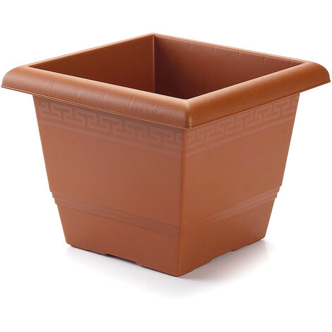 Macetero cuadrado de plastico 30 cm Marron (1/5)