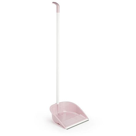 Recogedor plástico engomado con palo 89 cm  Rosa claro