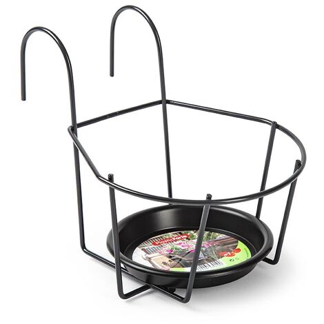 Soporte Metal para maceta con plato de pared 18 cm Negro (1/2)