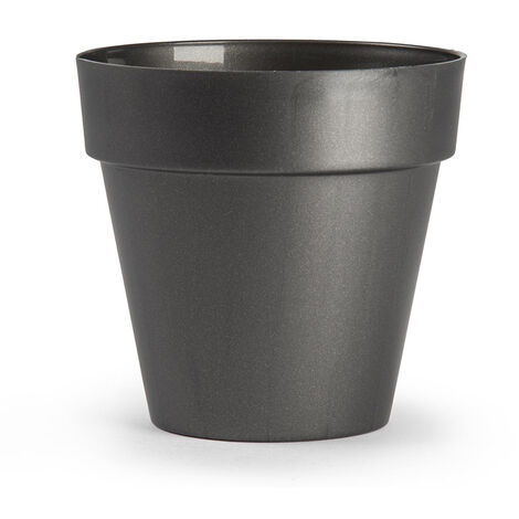 Macetero clasico rendondo de plastico 16 cm Negro (1/4)