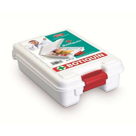 Caja botiquín Primeros Auxilios portátil con Tapa y asa  Blanco (1/2)