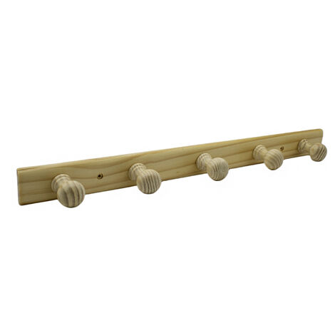 Perchero 5 pomos de madera pared para atornillar