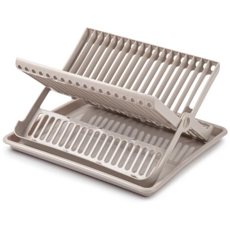 Escurreplato plegable de plastico con bandeja  Beige (1/2)