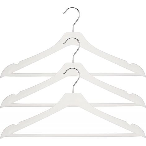 Pack 3 perchas de madera organizador con barra pantalon  Blanco (1/5)