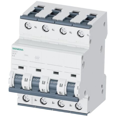 Interruptor magnetotérmico Siemens 4P 10A 10kA tipo C 4 módulos 5SY44107 (1/2)