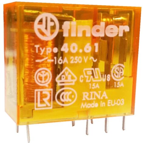 Mini Relé Finder 1 conmutador 16A bobina 12VAC alterna 406180120000