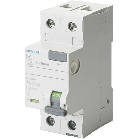 main image of "Interruptor diferencial puro Siemens 2 polos 25A 30mA tipo A 2 módulos SIE 5SV33126"