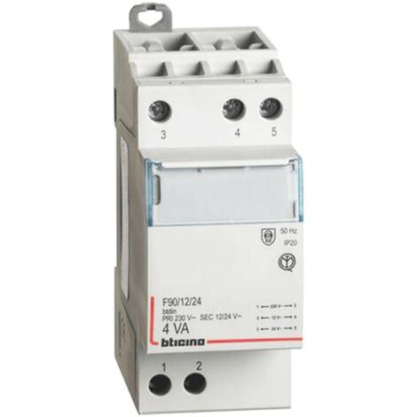 Transformador monofásico Bticino 4A 230V salida 12/24V F90/12/24