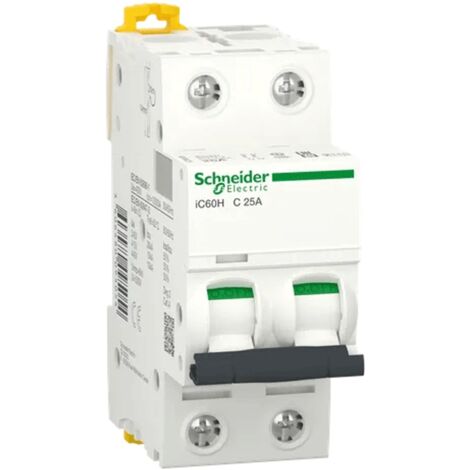 Interruptor de circuito-Schneider 2P 25A 10KA C 2 módulos A9F89225