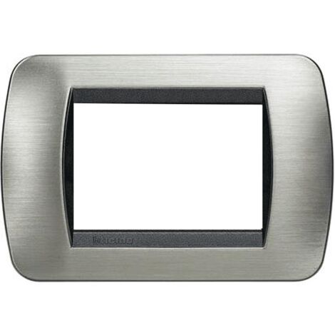 Bticino Living International placa 3 módulos acero cepillado. L4803ACS