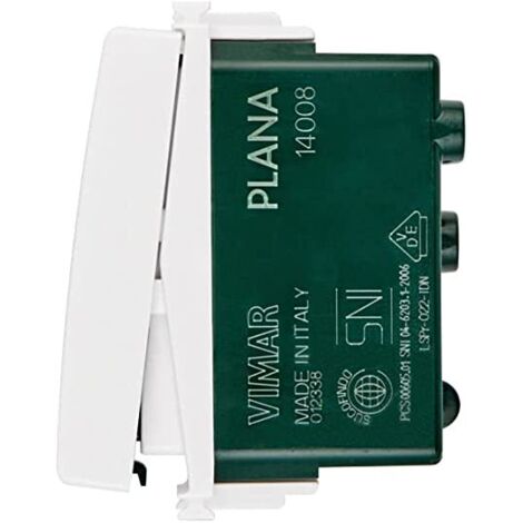 VIMAR 14008 PLANA Pulsador 1 Polo NO 10A Iluminable Blanco Blanco