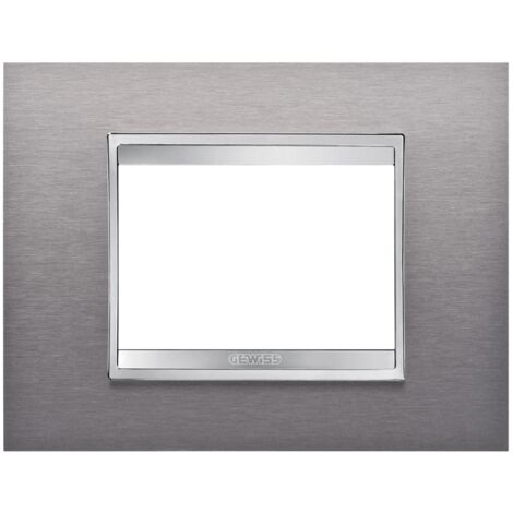 Placa Gewiss Chorus LUX 3P color acero inoxidable cepilladoGW16203MI (1/2)
