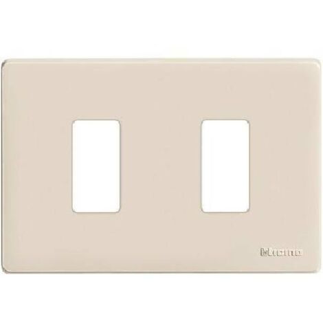 Placa para interruptores Bticino Magic 2 plazas de resina marfil TIC503/2/R