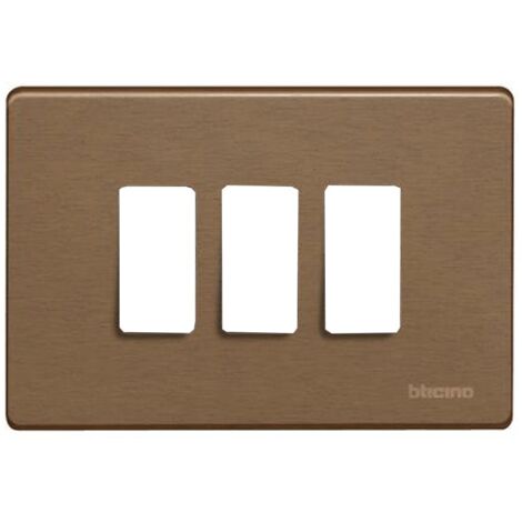 Placa para interruptores Bticino Magic 3 plazas bronce TIC503/3/BR