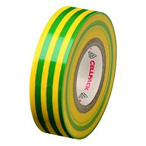 Cinta Adhesiva Aislante Amarillo Verde Cellpack PVC 0 15 Mm X 19 Mm X