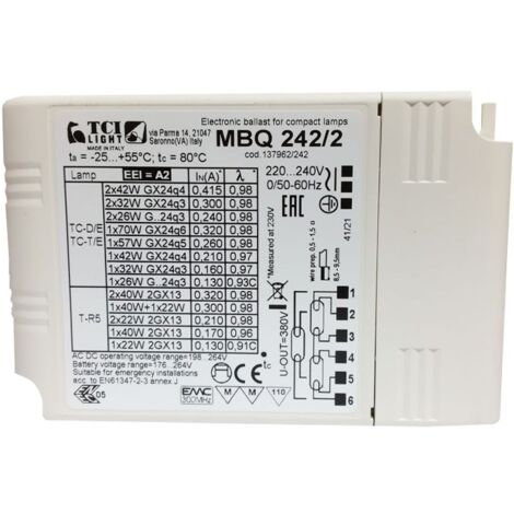 Mini balasto electrónico multilámpara TCI MBQ 242/2 137962/242