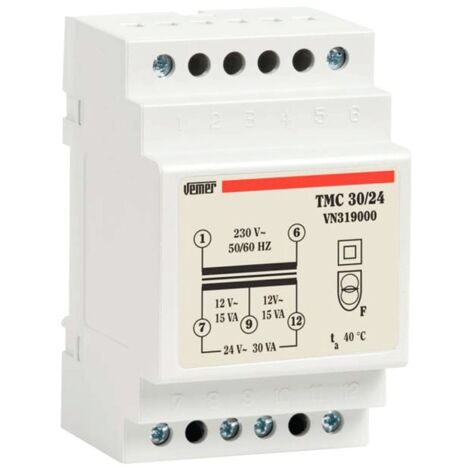 Transformador Vemer TMC 30VA 230/12/24V 3 Módulos VN319000