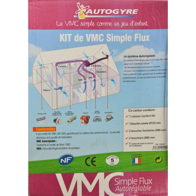 Kit vmc simple flux 3 bouches-auto deco- unelvent - 604141