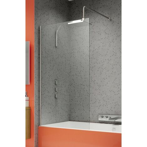 Kinedo – Pare-baignoire paroi fixe 80 cm en verre de sécurité 6 mm – Aluminium chromé – Réversible droite/gauche – PB430CTN