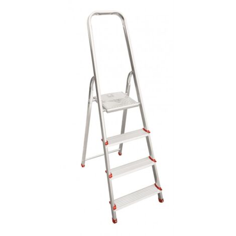 Escabeau 3 Marches Escabeau à 4 Marches BM TOOLS BMT-ESC4-ALU - Haut. De Travail : 79 Cm - Prend Peu De Place Et Se Range Facilement - En Aluminium Escabeau 4 Marches