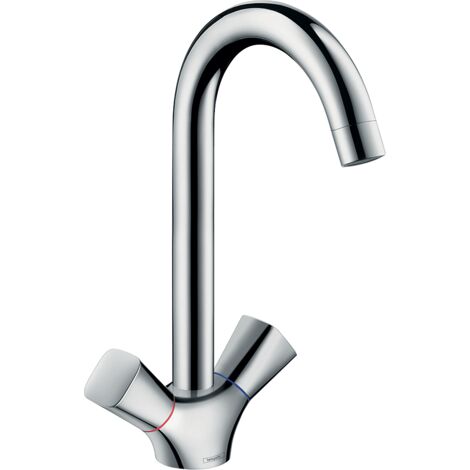 Hansgrohe – Mélangeur évier mitigeur 2 poignées – Hauteur sous bec 21,2 cm – Finition chromée – Bec orientable 360° – 71280000