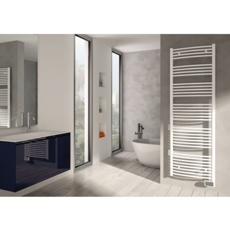 Sèche-serviettes électrique 1000W vertical mural blanc – Acier – Indice de protection IP24 – Longueur 63mm – Largeur 593mm – Hauteur 1658mm – Alterna