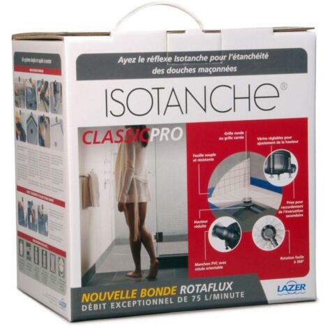Lazer – Bonde de douche étanche 50mm – Carrée 1200x1200mm – Sortie verticale en PVC pour douches italiennes – Installation facile