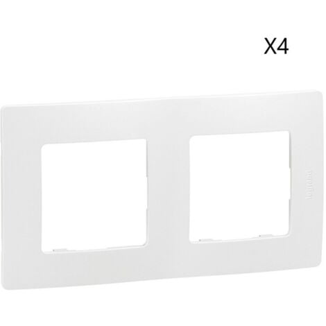 [JAMAIS UTILISE] Lot de 4 Plaques de Finition Encastrable LEGRAND Niloé 2 Prises Blanc Pur - 665002