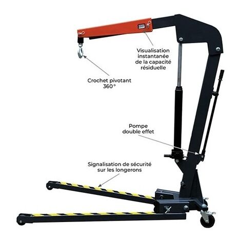 Grue d'Atelier Manuelle Pliable STOCKMAN Charge 500kg pour Garage Automobile - SC500