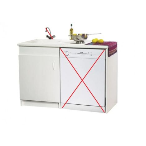 [JAMAIS UTILISE] Meuble Sous-Evier 120cm NEOVA Lav'Vaisselle 1 Porte + Joue Latérale Mélaminée Blanc - RS15V01057