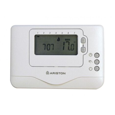 Ariston Group – Thermostat programmable filaire pour gestion de chauffage connecté – Écran LCD – Programmation jusqu'à 6 plages horaires – 3318590