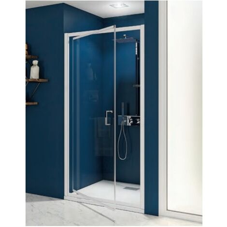 [JAMAIS UTILISE] Kinedo – Paroi de douche pivotante réversible 80x190cm – Verre trempé 6mm – Traitement anti-calcaire – Aluminium blanc (1/3)
