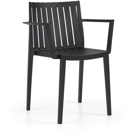[JAMAIS UTILISE] Lot de 4 Chaises de Jardin avec Accoudoirs en Résine Gris Anthracite - ELITE A (1/5)