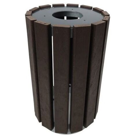 Poubelle Ronde à Fente Extérieur 90L Escapade Marron Hauteur 77cm - A398109 (1/2)