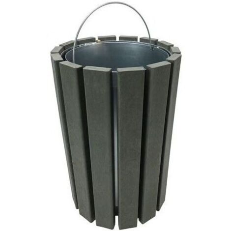 Poubelle Ronde à Bac Extérieur 70L Escapade Gris Hauteur 85cm - A398130 (1/2)