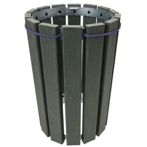 Poubelle Ronde avec Tendeur Extérieur 90L Escapade Gris Hauteur 77cm - A398117 (1/4)