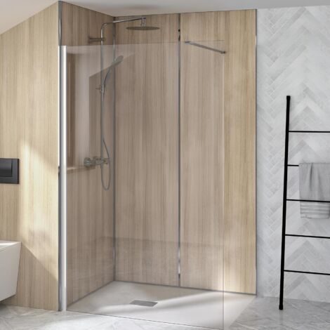 Paroi de douche fixe KINEDO Supra Solo verre transparent et profilé Blanc - 80 cm (1/2)