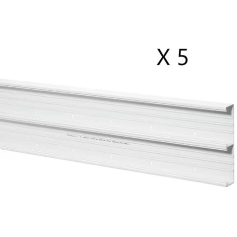Lot de 5 Goulottes Longueur 2m PLANET WATTOHM Logix Universel 250x50mm 2 Compartiments Sans Couvercle Blanc - 48022 (1/2)