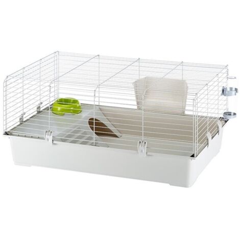 Cage à Lapin et Cochon d'Inde FERPLAST avec Ouverture sur le Devant Bac Gris Clair - 570523