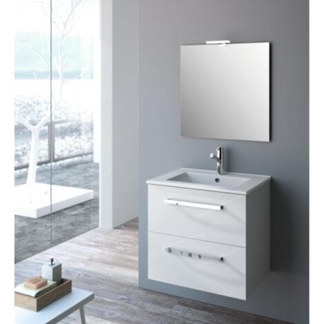 Plan vasque double 1200 mm VINCI en céramique fine blanc brillant Réf. 15459 (1/5)