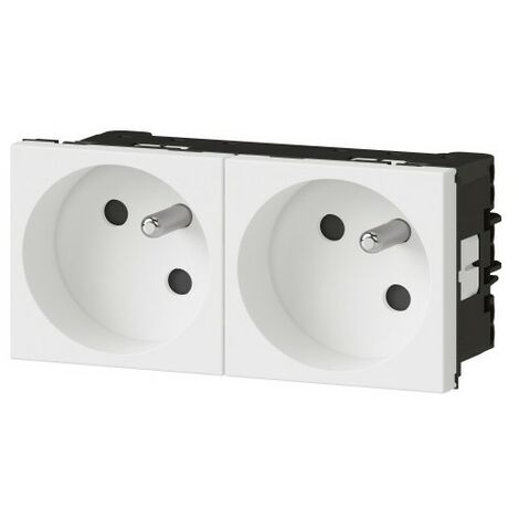 Double Prise de Courant LEGRAND Mosaic Blanc 2P+T Puits Inclinés 45° - 077107L