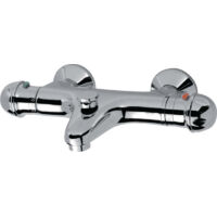 Roca – Mitigeur thermostatique de baignoire – Finition métal – Entraxe 150mm – Limiteur de débit et température pour économies d'eau et énergie
