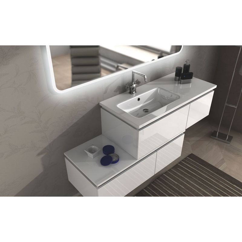 Bagno Italia Arredo bagno sospeso moderno 100 cm + cassettiera 100 cm bianco