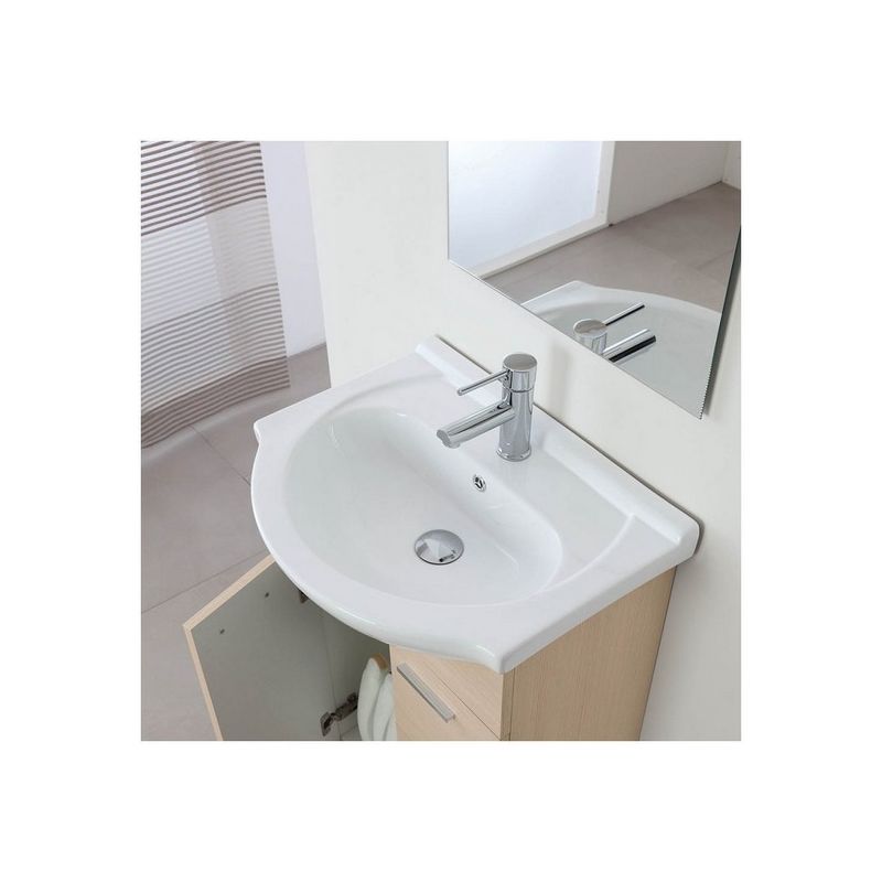 Bagno Italia Arredo bagno a terra cm 56 mobile con lavandino e specchio  colore rovere chiaro