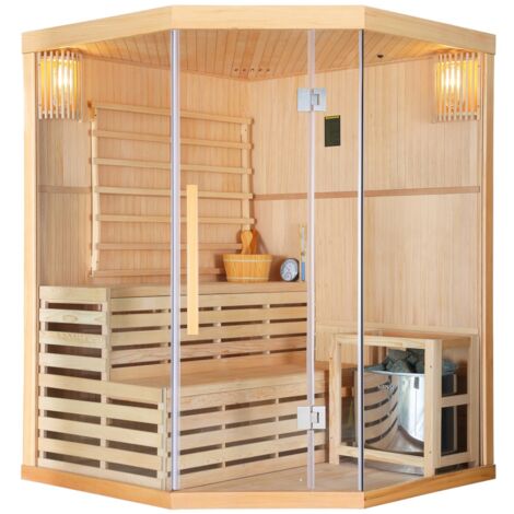 Bagno Italia Sauna Finlandese per 3 persone 150x150 cm in legno hemlock e vetro da 8mm