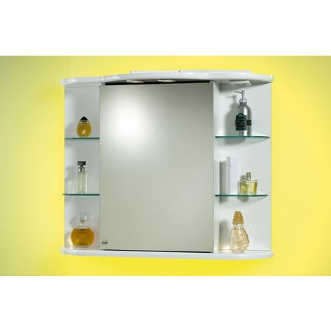 Bagno Italia Specchio specchiera per Bagno contenitore da 88x66hx27 laccato  bianco con mensole in vetro 1